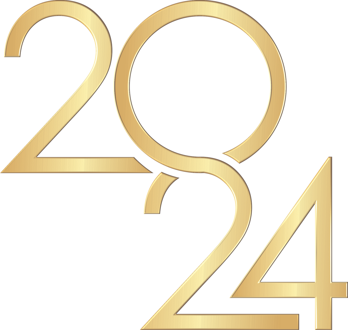 New year 2024 modern design style 3D typography of 2024 logo PNG  with Transparent Background 2